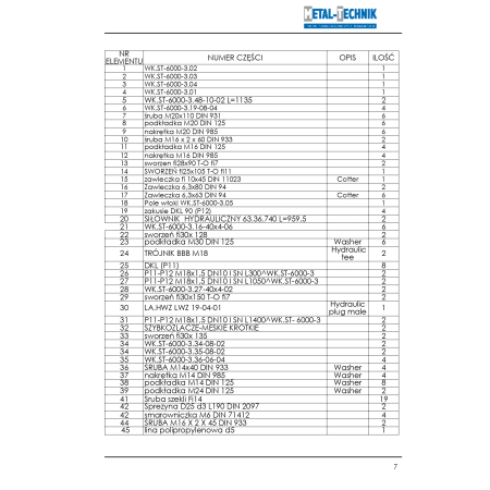 Katalog części zamiennych Włóka 2 siłowniki 6000-3